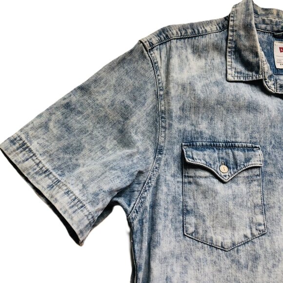Levi’s Button Up Towel Wash Denim Shirt Short Sleeve - Picture 6 of 11
